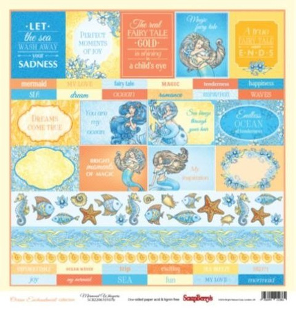 Papier do scrapbookingu dwustronny i jednostronny 30,5 x 30,5 cm OCEAN ENCHANTMENT 8 szt. ScrapBerry`s